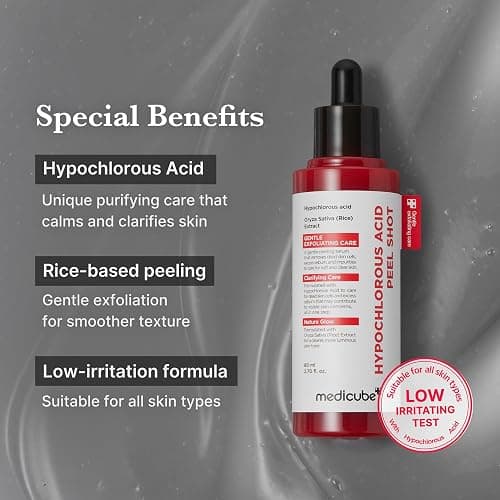 medicube Peel Shot with Hypochlorous Acid | Gentle Exfoliating Serum for Dead Skin Cells & Pores, Blackheads & Excess Sebum Control | Rice Extract, Panthenol for Hydrating & Smoothing Care | 2.7 fl.oz thumbnail 5