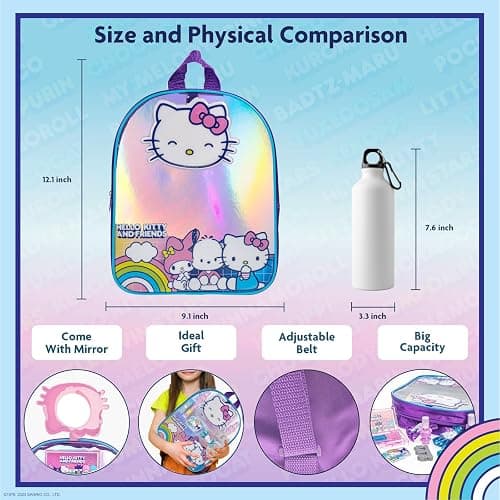 Hello Kitty and Friends Makeup Filled Backpack Set with 12 Pieces, Including Lip Gloss, Nail Polish, Nail Stones and Other Accessories, Ages 3+ for Parties, Sleepovers and Makeovers by Townley Girl thumbnail 3