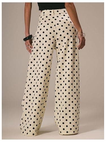 MakeMeChic Women's Polka Dots Loose Fit Pants Wide Leg Baggy Fall Jeans | Jeans for Women, Mid Waist Denim, Pants with Pocket, Fall Clothes, Y2k, Straight Leg, Trendy Clothes, Vintage Jean thumbnail 3