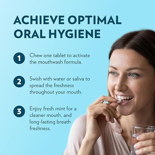 ECOFAM Peppermint Mouthwash Tablets - Chewable Tablet for Fresh Breath Fluoride Free Alcohol Free Travel Size Mouthwash - 90 Tablets thumbnail 4