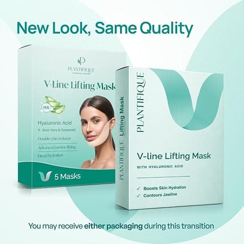 Plantifique V-Line Face Mask with Hyaluronic Acid, 5 Pack Chin Strap for Double Chin, V Line Lifting Masks - V Shape Face Tape, Jawline & Neck Mask for Skin Firming thumbnail 8