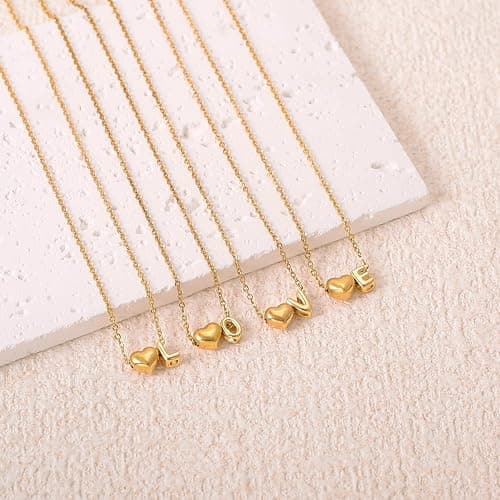 MOMOL Tiny Heart Initial Necklace for Women 18K Gold Plated Dainty Letters Name Necklace Personalized Gift for Christmas thumbnail 7
