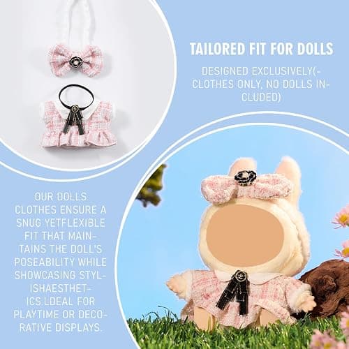 17cm Doll Clothes Set & Outfit Set for 17cm Dolls - Premium Fashion Dresses with Accessories, Luxury Chic Doll Clothing & Style Bundle,Just Clothes(Style D) - Style D thumbnail 5