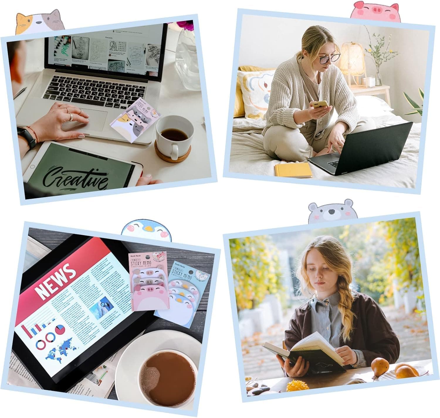 Cute Animal Sticky Notes - Cartoon Sticky Note Memo, Self Stick Note Supplies (6) for Students, Home, Office & Gifts thumbnail 7