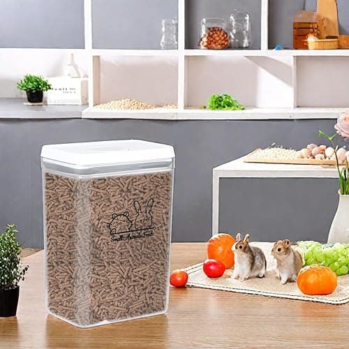 Pet Treat Storage Container,Clear Airtight Food Container One Button Opening Food Containers,with Handled Lid and Measuring Spoon Clear,for Storage Hamster Sand,Rabbit Food,Rabbit Nuggets Etc thumbnail 5