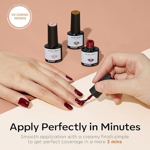 Modelones 32 PCS Gel Nail Polish Kit, 28 Colors Spring Summer Gel Polish with Base Coat, Glossy & Glitter & Matte Top Coat Black White Brown Red Purple Nail Gifts for Women DIY Salon Home thumbnail 8