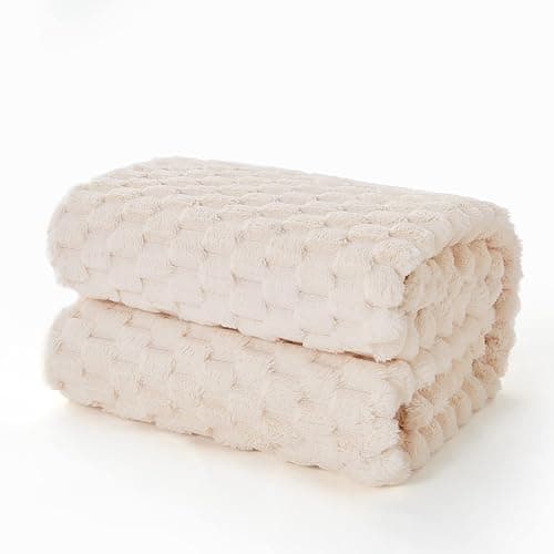 EXQ Home Fleece Throw Blanket for Couch or Bed - 3D Imitation Turtle Shell Jacquard Decorative Blankets - Cozy Soft Lightweight Fuzzy Flannel Blanket Suitable for All Seasons(50"×60",Beige) thumbnail 2