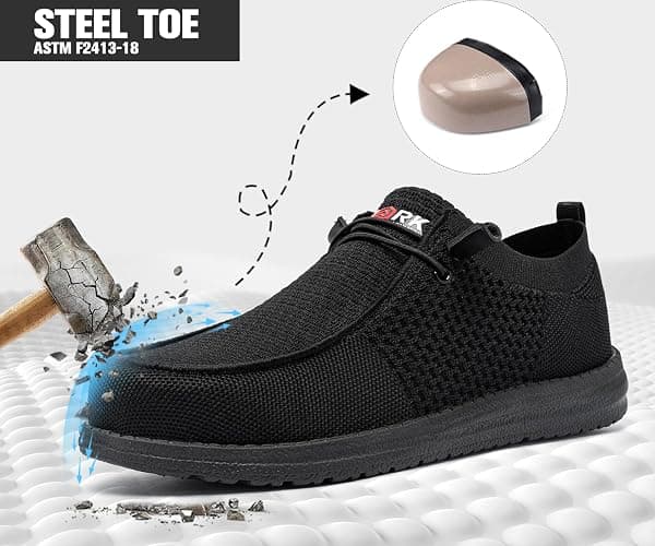 LARNMERN Slip On Steel Toe Shoes Men Lightweight Comfortable Lounging Walking Sneakers Steel Toe Loafers thumbnail 4