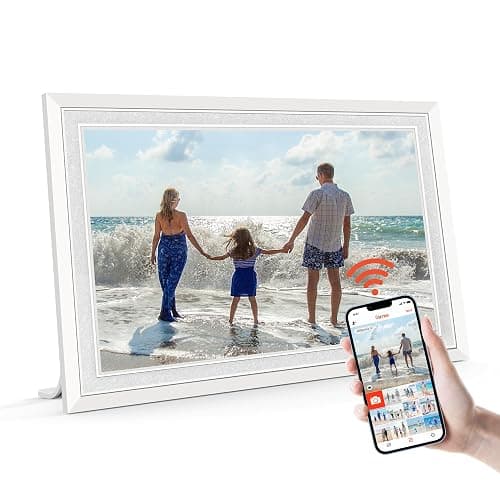 Frameo 10.1" Digital Picture Frame with 32GB Memory White WiFi Electronic Photo Frame 1280 x 800 IPS HD Touch Screen Auto-Rotate Slideshow Wall Mountable Share Photos/Video Remotely Anywhere - Image 1