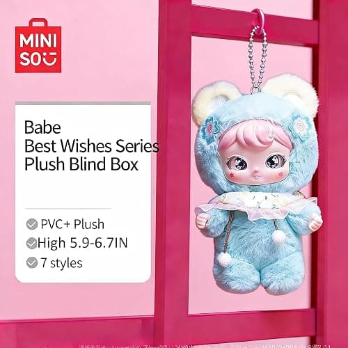 MINISO Babe Good Luck to You Series Blind Box Plush & Cute Vinyl Figures Trendy Bag Charms, Adorable Design as Bag Pendants, Lucky Keychains or Home Decor, Sweet Gift (Random One) thumbnail 7