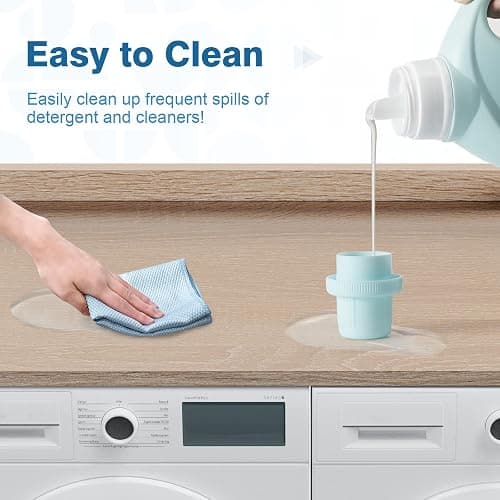 Sareda Washer Dryer Countertop 27.5" W x 54" L Laundry countertop for Storage and Organization with Edge Rails, Oak thumbnail 5