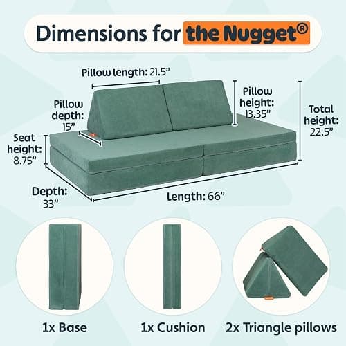 Nugget - The Original Play Couch for Kids - Modular Foam Children's Sofa for Playroom, Imagination, & Creative Open Ended Play - Washable & Convertible Playroom Furniture, Seamonster thumbnail 3