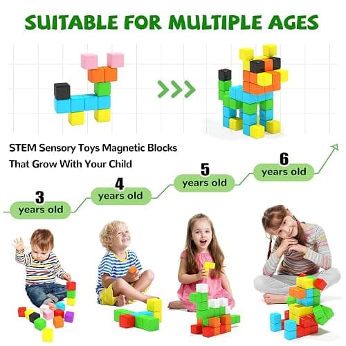 Hiwawind Magnetic Blocks for Toddlers -Ideal Gifts for 3 4 5 6 Year Old,Classroom Must Haves STEM Learning Toys for 3-5 Year Old Boys & Girls, Safe & Strong Building Blocks with ASMR Sounds thumbnail 3