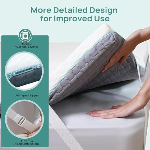 3 Inch Twin Mattress Topper for College Dorm, Memory Foam Bed Topper with Options for Back Pain Relief, Mattress Topper with 2-Sided Cover, CertiPUR Certified Dorm Bed thumbnail 7