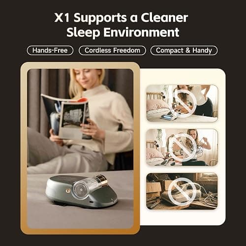 CREATULIZE X1 Robot Bed Vacuum, Automatic Mattress Vacuum Cleaner with Intelligent Path Planning, UV-C Light, HEPA Filter, One-Click 100% Dust & Pet Hair Removal for Bed, Mattress, Sofa, Carpet thumbnail 4