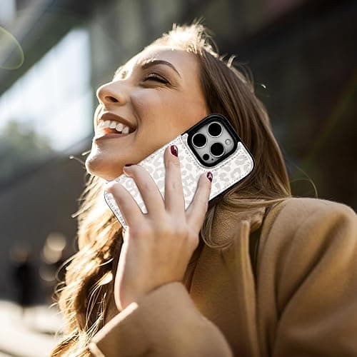 HAOPINSH Wallet Case with Card Holder for iPhone 16 Pro,White Leopard | Back Flip Folio Kickstand ,PU Leather Card Slots Case Wallet for Women Men Girls, Double Magnetic Clasp Shockproof Cover 6.3" thumbnail 6