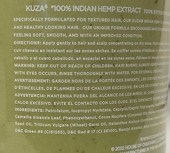 Kuza 100% Indian Hemp Hair & Scalp Treatment, 7.7oz - Improves Dry Hair and Scalp thumbnail 3
