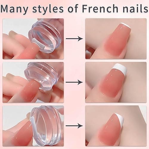 French Tip Tool,2 PCS Nail Art Stamper Kit,Clear Silicone Stamping Jelly with Scraper for DIY together with Gel Nail Polish Acrylic Nail Kit Nail Tips thumbnail 3