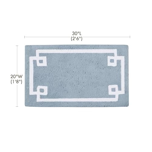 Madison Park Evan 100% Cotton Bathroom Non Slip Backing-Luxurious Tufted Plush Bath Mat Absorbent, Quick Dry, Spa Design Shower Room Décor, 20x30" Blue thumbnail 2