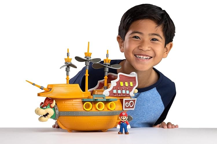 Super Mario Deluxe Bowser's Air Ship Playset with Mario Action Figure – Authentic in-Game Sounds & Spinning Propellers thumbnail 13