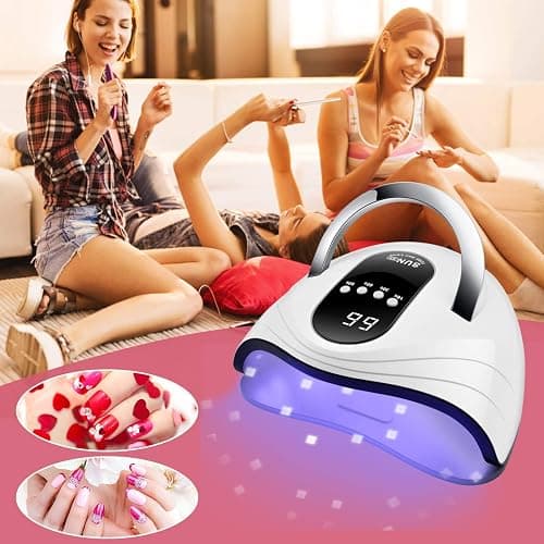 Sunrich UV Gel Nail Lamp 120W LED Nail Light Fast Dryer for Gel Polish Curing with 4 Timers Portable Handle Large Space Automatic Sensor (White) thumbnail 2