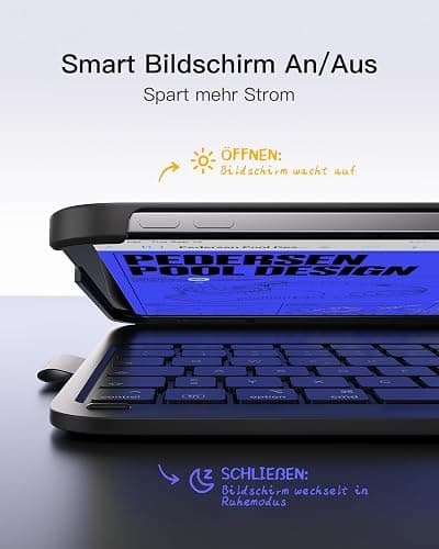 Inateck iPad 10 Generation Hülle mit Tastatur, für iPad 11 Gen. A16 2025 11 Zoll, Air 11 Zoll M3/M2 (2025/2024),Air 5/4, Pro 11 4/3/2/1,QWERTZ,Ultraleichte Tastatur mit Stifthalter,AirTap BK2007 thumbnail 5