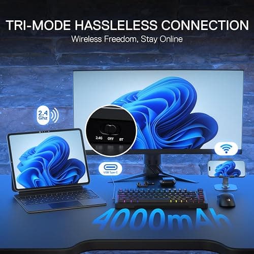 Redragon K724 PRO Wireless Gasket Gaming Keyboard w/Hype Screen & Knob, 81-Key Mechanical Keyboard, Easy-Control 1.14’’ TFT Info Display, 5-Layer Noise Dampening, Custom Linear Switch thumbnail 7