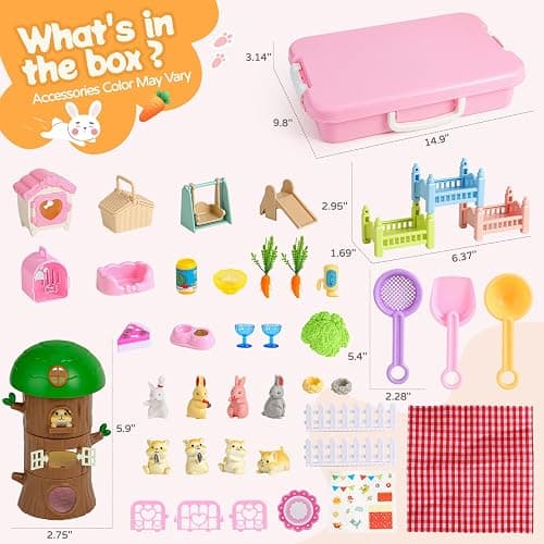 KNASON Rabbit and Hamster Sensory Bin,Play Sand Kit for Girls and Boys with 2.2lbs Sensory Sand and Box,Pet Sandbox Toys Role Pretend Play Beach Toy Birthday Present for Toddler Ages 3 4 5 6 7 8 thumbnail 2
