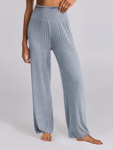 ANRABESS Women 2 Piece Lounge Pajamas Sets Casual Ribbed Knit Long Sleeve Top Pants Matching Set 2025 Fall Outfits Clothes thumbnail 6