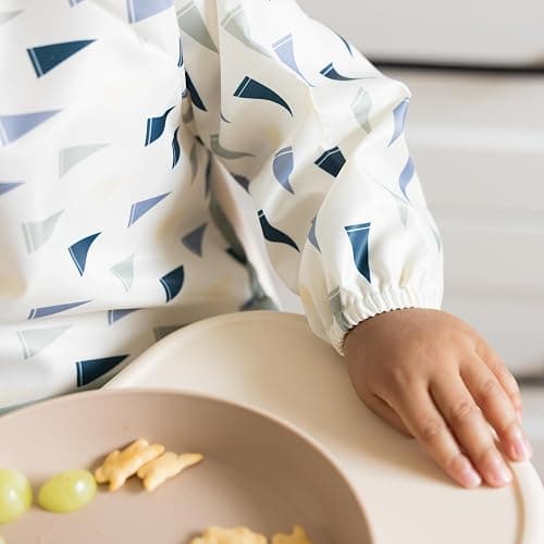 Tiny Twinkle Long Sleeve Bib for Babies & Toddlers | Waterproof Smock Bib for Eating | Machine Washable & Mess-Proof Feeding Essentials | Newborn Shower Gift (Varsity Flags, Small 6-24 Months) thumbnail 4