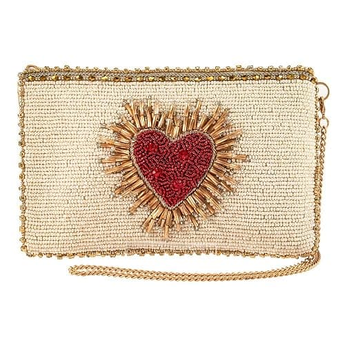 Mary Frances Heart Burst Beaded Crossbody Cell Phone Bag Clutch Novelty Evening Purse, Multicolor - Image 1