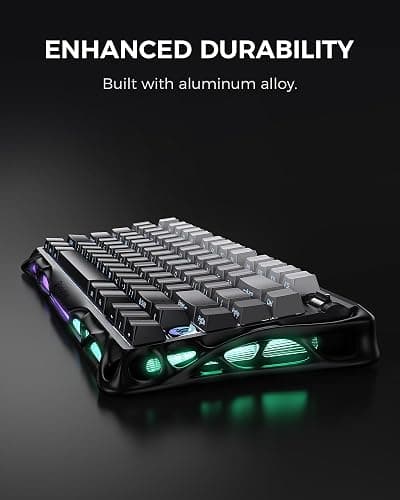GravaStar Mercury K1 75% Wireless Mechanical Gaming Keyboard, Aluminum Alloy, Gasket Compact Custom Keyboard Hot-Swap Socket, Linear Switches, RGB Backlit - Gradient Black thumbnail 3