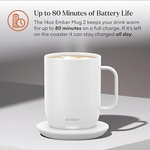 Ember Temperature Control Smart Mug 2, 14 Oz, App-Controlled Heated Coffee Mug with 80 Min Battery Life and Improved Design, White thumbnail 3