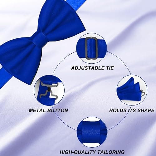 WOXVM Men's Bow Ties Solid Color Pre-Tied Bow Tie Satin Formal Tuxedo Bowtie Adjustable Neck Bowtie for Men Wedding Party thumbnail 4
