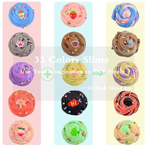 66 Pack Mini Butter Slime Kit, Super Soft and Non-Sticky, Scented DIY Slime with Cute Charms, Bulk Slime for Kids, Party Favors,Christmas Stocking Stuffers for Girls Boys 8-12, Classroom Rewards thumbnail 2