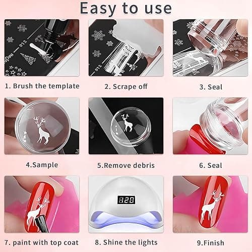 French Tip Tool,2 PCS Nail Art Stamper Kit,Clear Silicone Stamping Jelly with Scraper for DIY together with Gel Nail Polish Acrylic Nail Kit Nail Tips thumbnail 2