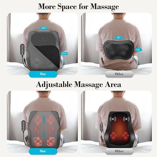 CuPiLo Shiatsu Back Massager for Deep Tissue Pain Relief, 4D Kneading & Rolling Up and Down Car Lower Back Massager with Heat for Office and Home Use thumbnail 6