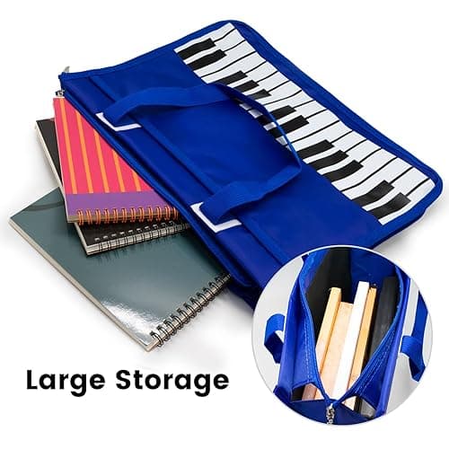 BestSounds Piano Bag, Zipper Waterproof Oxford Cloth Music Piano Accessories Book Bag Tote for Students Kids, Girls, Women, Gifts for Music Lovers Musicians (Dark Blue) thumbnail 4