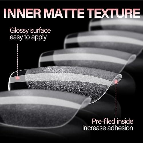 AILLSA Short Coffin Nail Tips Clear Gelly Nails Tip Half Matte Full Cover Tips Acrylic Pre-Filed Press on Fake Nail Tips for Nail Extension Home DIY Manicure 216PCS 12Sizes thumbnail 4