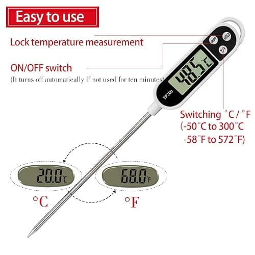 thermometre cuisine accessoire termometre cuison,thermomètre sonde thermometre barbecue 5Secondes LCD Ecran Thermomètre pour Patisserie BBQ Lait à Viande Culinaire (Version normale) thumbnail 3