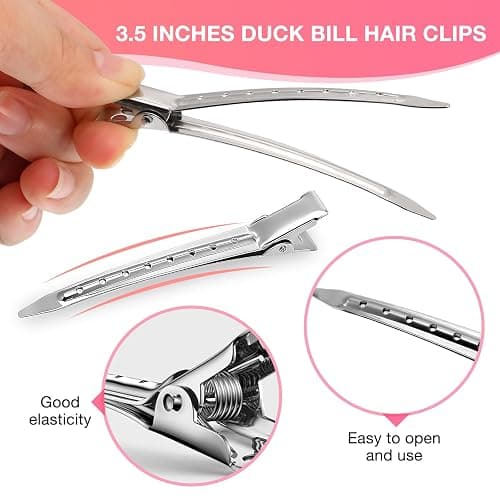 40 Pcs Hair Clips Women Styling, Alligator Metal Hair Clips, Hair Pin Curl Rollers Clips, 34 Pcs 3.5"Duckbill Sectioning Hair Clips and 6 Pcs 2.3"No Crease Clips thumbnail 3