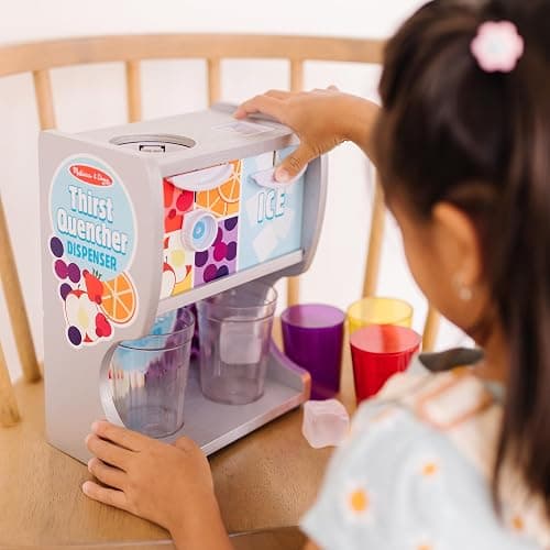 Melissa & Doug Thirst Quencher Wooden Drink Dispenser with Juice Inserts, Ice Cubes & Play Kitchen Accessories, Preschool Learning Toys for Girls & Boys 3+ - FSC Certified thumbnail 6