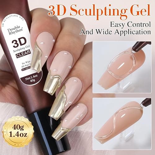 Double Rhythm 3D Gel Nail Art Sculpting Gel Glue No Wipe for Drawing,Molding, Sculpture,DIY Design Decoration 40g (1.4 Oz Clear) thumbnail 2