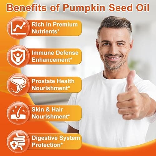 Pumpkin Seed Oil with Saw Palmetto, 3500mg Max Strength per Serving, 150 Softgels, Cold-Pressed with Essential Fatty Acids & Phytosterols, Supports Immune, Hair, Bladder & Prostate Health thumbnail 3