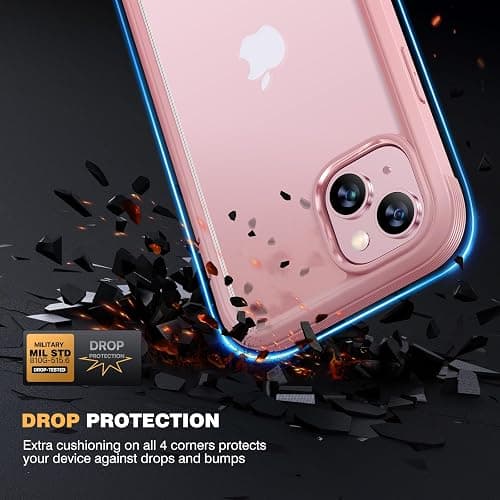 Diaclara Designed for iPhone 15 Case, Full Body Rugged Case with Built-in Touch Sensitive Anti-Scratch Screen Protector, with Camera Lens Protector for iPhone 15 6.1" (Coral Pink) thumbnail 4