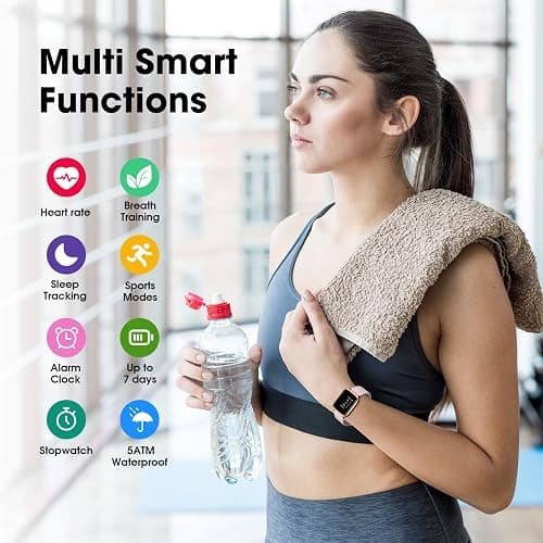 Fitness Tracker Watch with Heart Rate Monitor, Activity Tracker with Pedometer, Sleep Monitor, Calories & Step Counter, 5ATM Waterproof Smart Watch for Women Men Health Fitness Watch for Sports thumbnail 3
