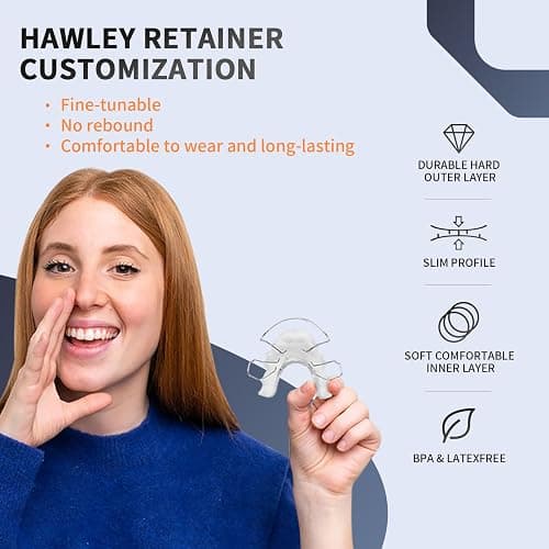 2 Hawley Retainer for Custom Teeth Retention, Custom-Fit Two Retainers for Upper and Lower Teeth - Comfortable and Durable thumbnail 6