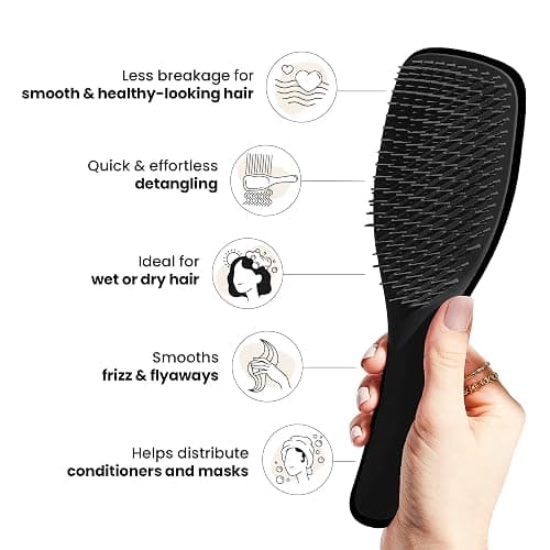 Tangle Teezer Ultimate Detangler Hairbrush - For Wet & Dry Hair - Detangling Brush for All Hair Types - Two-Tiered Teeth Reduce Breakage & Eliminate Knots - Liquorice Black thumbnail 4