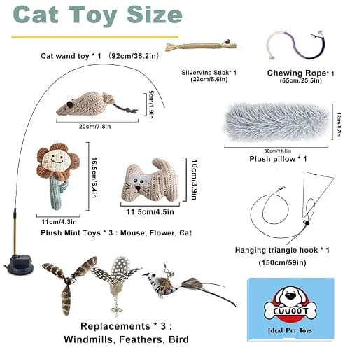 CUUOOT 7-in-1 Kitten Toys for Indoor Cats with Washable Adhesive Suction Cup, Hanging Interactive Cat Toys, Silvervine Stick and Sisal Chew Rope Catnip Teething Toy for Bored Kitten thumbnail 6