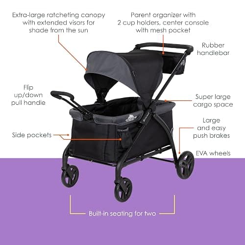 Baby Trend Expedition® LTE 2-in-1 Stroller Wagon, Madrid Black thumbnail 4